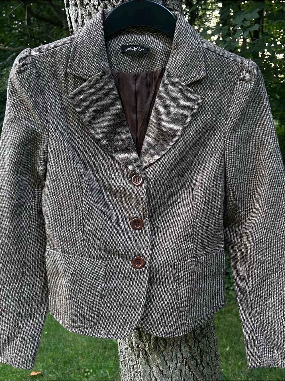 Vintage Y2K Kaity Brown Flecked Tweed Blazer Jacket